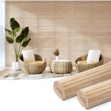 Lot de 2 Panneau Mural en Bambou Naturel, Panneau Renouvelable (1/5)