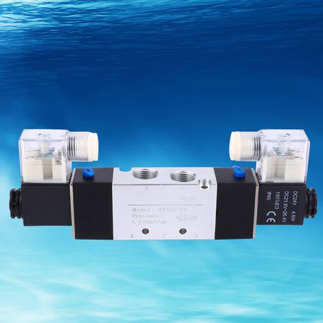 Électrovanne pneumatique 4V320-10, entrée/sortie 3/8", échappement 1/4", 2 positions, 5 ports (DC24V) (1/5)