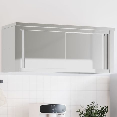 Mobile Cucina da Parete con Ante Scorrevoli in Acciaio Inox vidaXL