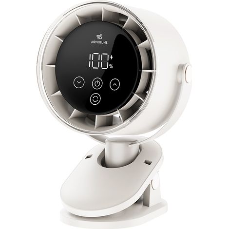 Mini USB Ventilator mit Clip & Akku Tragbarer Tischventilator Klein Wiederaufladbarer Leise LED-Display 90° vertikale Neigung & 90° Oszillation Ventilator USB-Ladung Ideal für Zuhause, Büro & Camping (1/5)