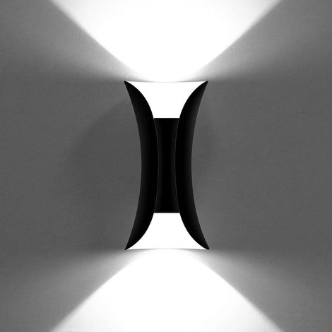 Applique murale LED 10W Moderne Étanche IP65 Aluminium Noir 6000K, Projecteur Mural Extérieur Intérieur, Luminaire Design Éclairage de Façade (1/5)