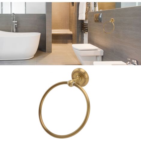 Porte-serviettes mural en laiton, anneaux porte-serviettes style antique, accessoires de salle de bain (1/5)