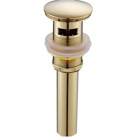Moderne Pop-up Rétro Bouchon Bonde de Lavabo Vidange Clic-clac avec Trop-Plein en Laiton Doré Universel Valve Draineur d’Evier Vasque Siphon avec Trou de Débordement Poli- avec Trop-Plein