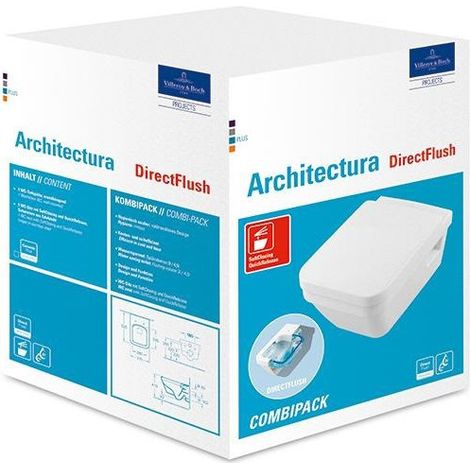 Combi-Pack ARCHITECTURA avec WC profond suspendu, sans bride DirectFl blanc VILLEROY & BOCH