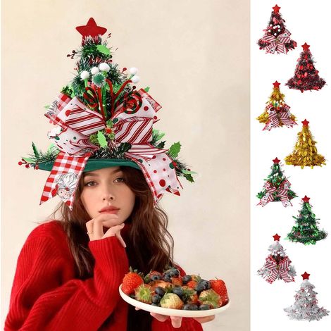 Chapeau De Noël - Décoration De Sapin De Noël - Chapeau De Père Noël Pour Sommet De Sapin - 38 X 34 X 18 Cm - 1 Pièce (1/5)