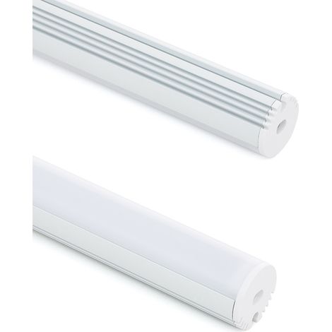 Perfil Aluminio Colgante Redondo para Tira LED hasta 11 mm Blanco 2 m Blanco traslúcido (1/5)