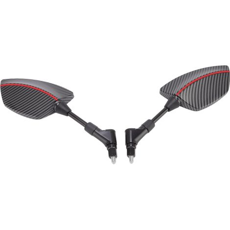 Rétroviseurs Moto Arrière Pivotants 360° Verre Convexe Universels pour Scooter Quad Base 8mm Rouge Paire (1/5)