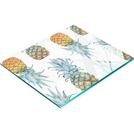 Tabla decorativa multifuncional para cocina, de vidrio templado con forma de piña, 60x52 cm. (1/5)