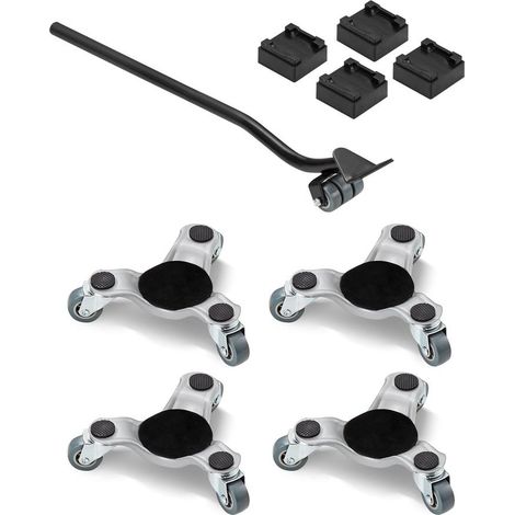 Déplacer Meubles Lourds Facilement Kit Manutention 4 Coins Roulants et Levier Acier au Carbone Charge 200kg (1/5)