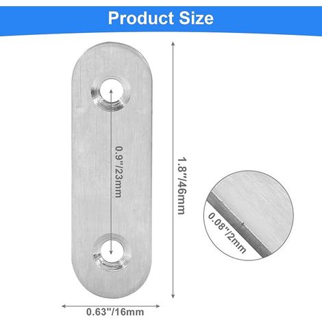 Equerre Plate Inox, 46 x 16 mm Connecteurs Plats (1/4)
