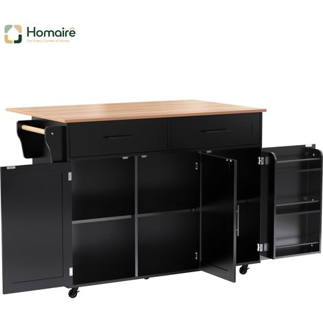 Küchenwagen MDF Schwarz 120 x 46 x 91.5 cm HOMAIRE (1/5)