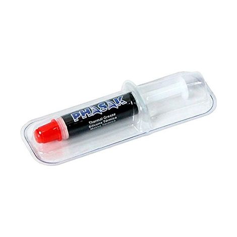 Seringue en silicone thermique gris argenté Phasak 0,5g, idéale pour les processeurs, les puces et les cartes graphiques - Haute conductivité, sûre, précise, compacte et sans résidus.