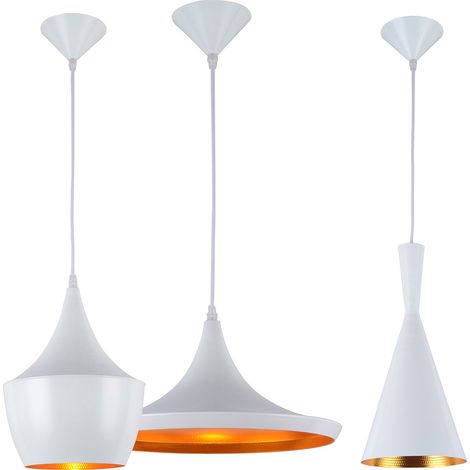 Pack of 3 Pendant Ceiling Lamps - Industrial Design - Extensive White