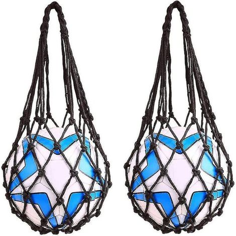 Sac de rangement pour ballon de basket-ball, de football ou de soccer en filet, en nylon résistant, lot de 2, noir, compatible avec les ballons de 3, 4 et 5 pouces. (1/5)