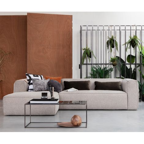Canapé d'angle 305x175x73 cm en tissu gris clair - RULA