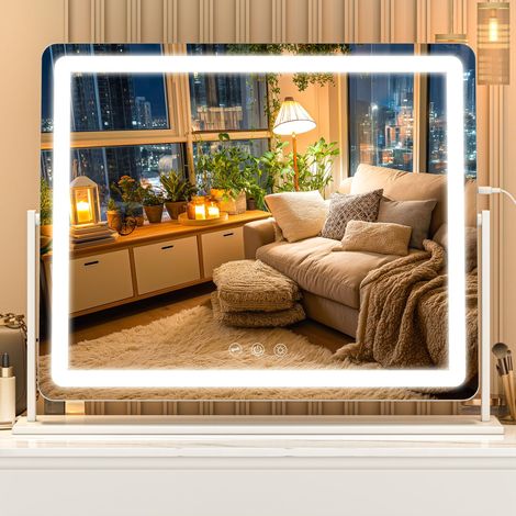 Miroir de courtoisie lumineux LED Noir 55 x 45 cm (1/5)