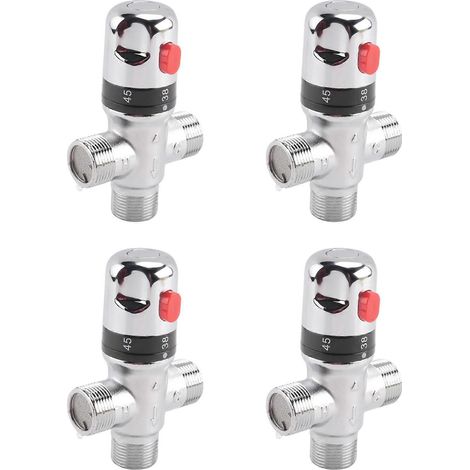 vannes de mélange thermostatiques 3 voies en cuivre massif 3/4 pouce pour chauffe-eau solaire, vanne de régulation de température (1/5)