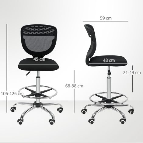 Chaise de bureau ergonomique, fauteuil de travail réglable en hauteur, rembourré, noir, assise confortable pour poste de travail. (1/5)