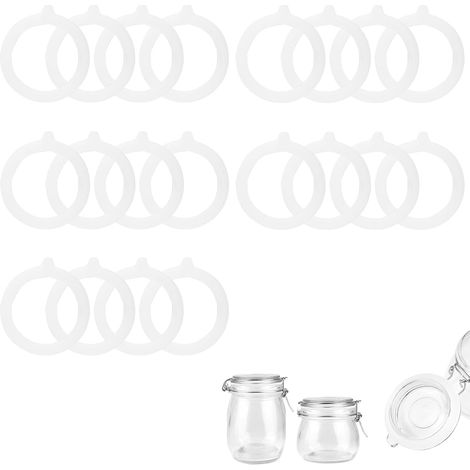 Pack of 20 replacement silicone seals for jars - White - Reusable - For canning jars, other jars - 95 x 70 mm (1/5)