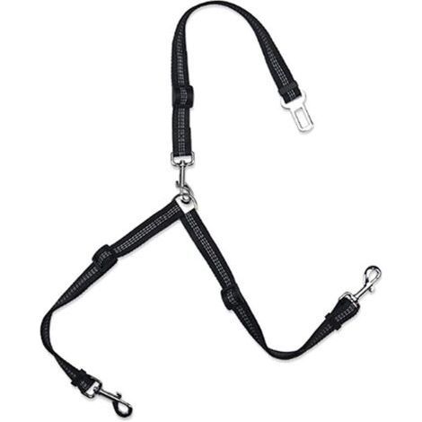 Laisse De Chien Réglable Ceinture De Sécurité De Voiture pour Animaux De Compagnie Laisse De Chien Laisse Lumineuse Double Laisse De Chien pour 2 Chiens Black H781 (1/5)