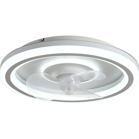 Ventilateur de plafond blanc avec lumière CCT réglable – Diamètre 480 mm – Lames amovibles – Moteur silencieux pour espaces confinés – Sulion (1/5)