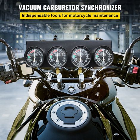 Kit de Jauges à Vide de Synchronisation de Carburateur 4 Pièces, Dépressiomètre Carburateur avec Adaptateurs Courts et Longs, Synchronisateur de Carburateur, Carburateur à Vide Moto Voiture (1/5)