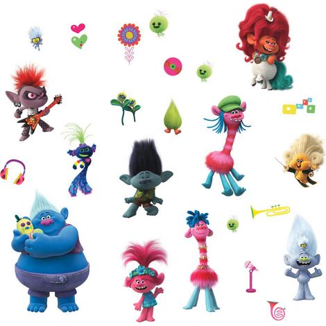 Stickers repositionnables Trolls - tous les personnages (1/5)