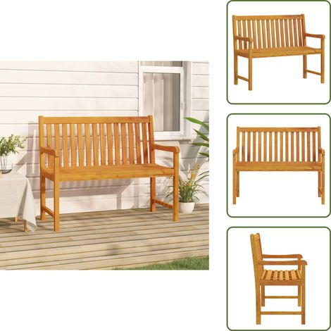 Banco de acacia - vidaxL Banco de jardín 110 cm madera maciza acacia - Banco de jardín macizo