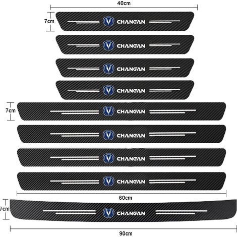 (9 pièces pour CHANGAN) Seuil de porte de voiture pour Changan CS75 PLUS CS95 CS35 alsvin CS15 55,autocollant en fibre de carbone pour coffre et pare-chocs arrière (1/3)
