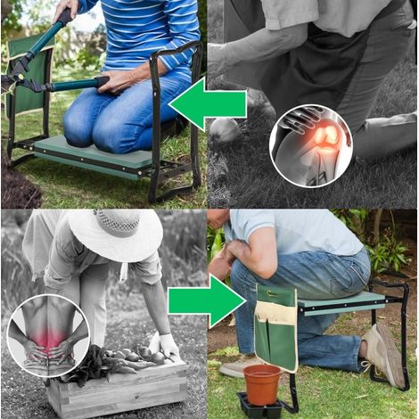 Asiento jardín plegable con bolsa para herramientas HAVRYA (1/3)