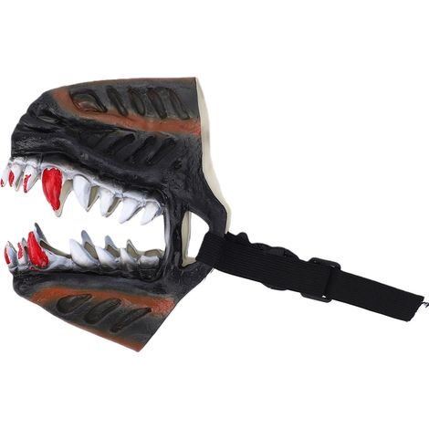Muselière de chien effrayante dents réalistes visage d'animal déguisement de vacances cosplay terreur avec sangles réglables pour fêtes moyen type tour de bouche : 32cm / 12.6in (1/5)