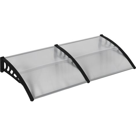 Pensilina Tettoia Moderna 200x96x27 cm in Policarbonato Alluminio e PP Trasparente (1/5)