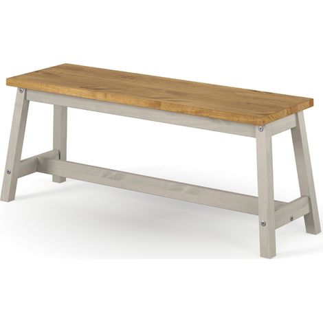 Live Edge Large Dining Bench - Pine - L31.5 x W122.5 x H45.5 cm - Grey/Antique Waxed Pine - Flat Packed