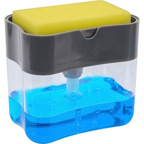 Dispensador de lavavajillas líquido con soporte para esponja (gris) (1/5)