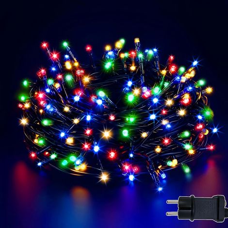 Guirlande lumineuse LED d'extérieur 10 m, 100 LED avec prise, 8 modes, étanche IP44, guirlande lumineuse d'extérieur et intérieur, jardin, avec minuterie, fonction mémoire, pour extérieur