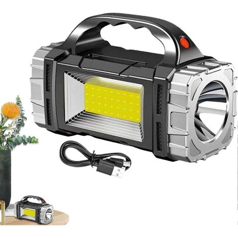Lampe torche solaire rechargeable USB étanche accessoire de camping et alpinisme portable couleur argentée (1/5)