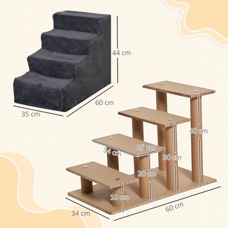 Hundetreppe 4-Stufig Abnehmbarer Bezug Für Kleine Hunde 44 cm Dunkelgrau (1/5)