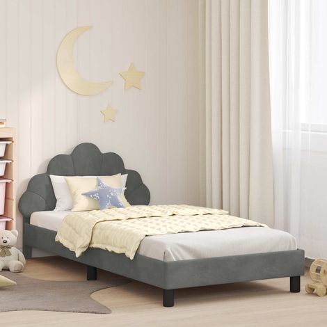 vidaXL Cadre de lit pour enfants avec tête de lit Gris foncé Velours