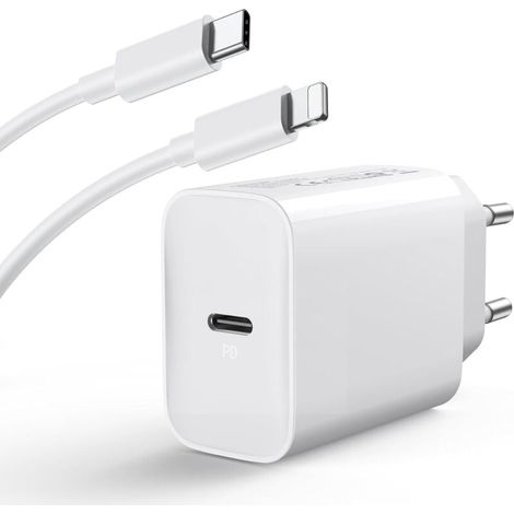 Chargeur Rapide for iPhone 14/14/Pro/14 Pro Max/14 Plus/13 12 11 SE XR X XS 8, 20W USBC Charger Prise Secteur Type C Alimentation USB C Adaptateur et 2M Cable (1/4)