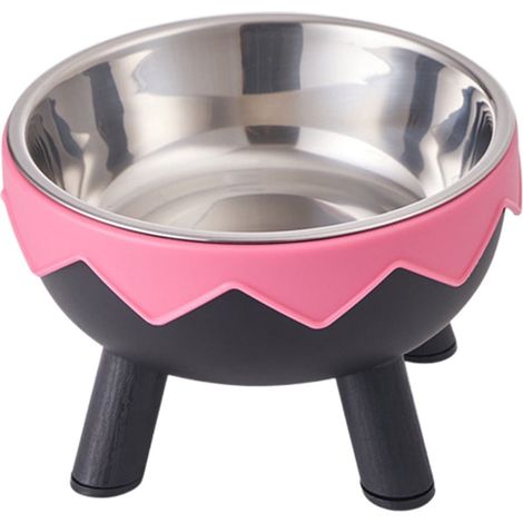 Hoher Katzennapf, erhöhter Edelstahlnapf mit niedlichem Ständer, 14,2 cm breit, erhöhter Futter- und Wassernapf für Katzen, Kätzchen und Welpen - schwarz.