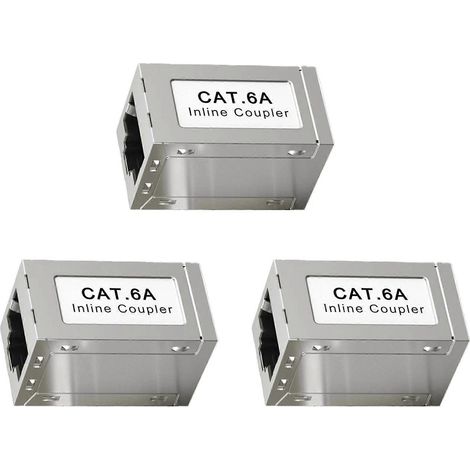 Coupleur blindé CAT6A 3x RJ45 femelle-femelle, coupleur Ethernet droit, adaptateur d'extension Ethernet, câble Ethernet (1/5)