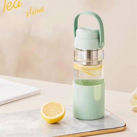 Mug à café en verre transparent de 520 ml avec couvercle B-- (1/5)