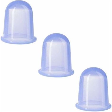 Lot de 3 ventouses traditionnelles en silicone, pour masser la douleur, bleu (1/4)