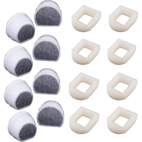 Préfiltre en mousse et filtre à charbon (paquet de 16) compatibles avec la fontaine Petsafe Drinkwell Inox 360 Avalon (1/4)