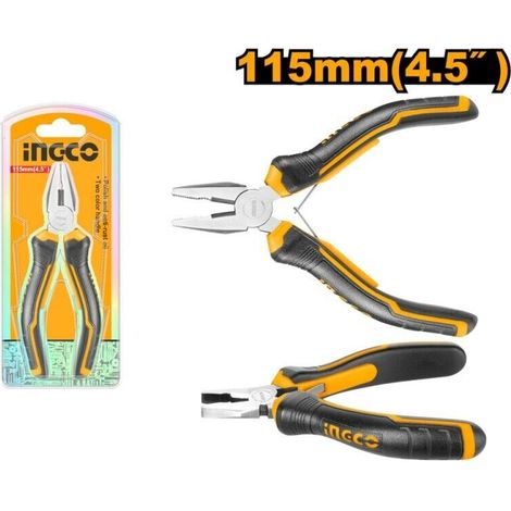 Pinza Combinata INGCO - Cr-V con manico ergonomico antiscivolo da 115 mm. / 4,5 (1/2)