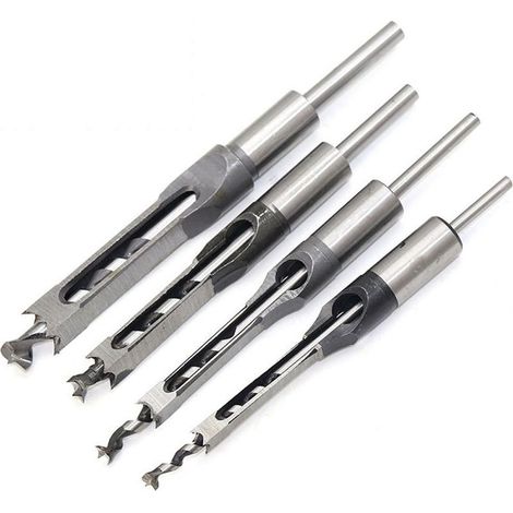 4pcs Square Hole Chisel Set, Square Hole Drill Bit, Woodworking Tool Set (1/4-1/2-5/16-3/8 inch) (1/5)