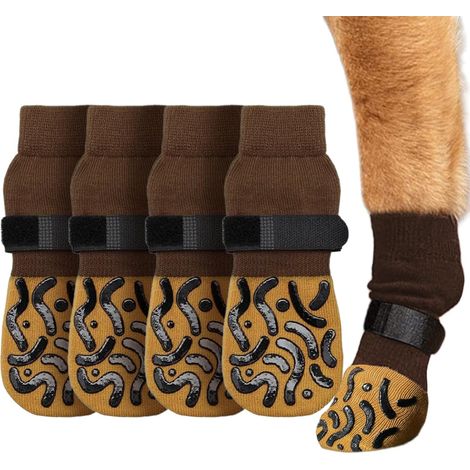 Chaussettes antidérapantes pour chien, protège-pattes avec sangles réglables - XS (1/2)