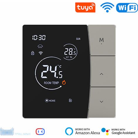 Thermostat Intelligent WiFi - Programmable avec Contrôle à Distance par App, Verrouillage Enfant, Voix Contrôle, Écran LED,gris - M6 (Système Eau/Chaudière Gaz/Pompe, 3A)