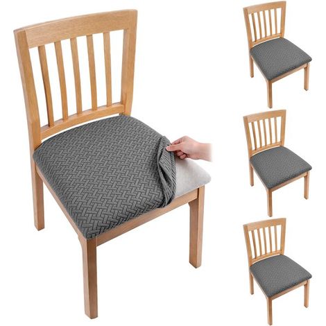 Fundas elásticas para sillas (paquete de 4)，Fundas protectoras，estilo minimalista，Dimensiones: Largo 38，48 cm，48 cm，Ancho 38，Alto 7，10 cm (1/5)