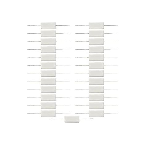 25 Pieces Cement Resistors 5W 1 Ohm 5 Ohm 10 Ohm 15 Ohm 20 Ohm Ceramic Resistors 5% Wire Wound Resistor Fixed Metal Kit Resistors Full Range White (1/5)